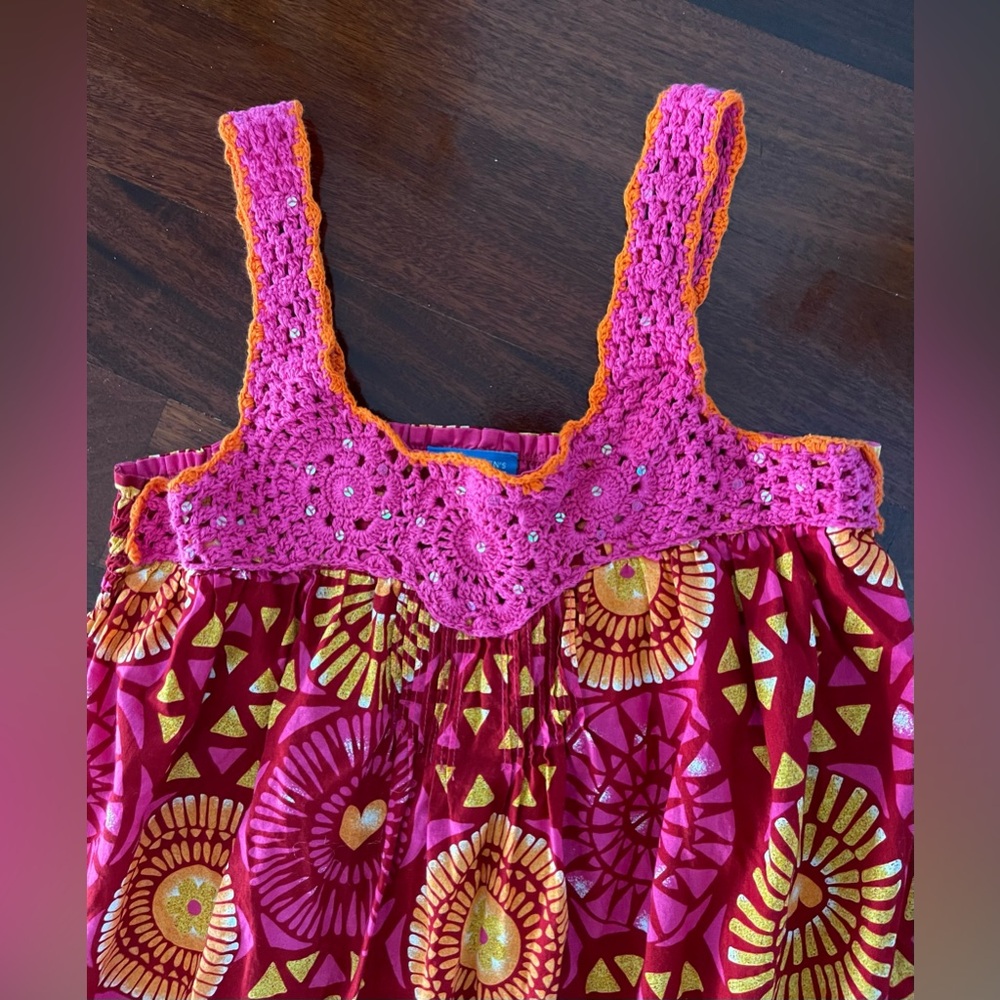 Children’s Place Big Girls Smoked Crochet Beads Tank Top Shirt Tee Size L 10 12 - Picture 2 of 6